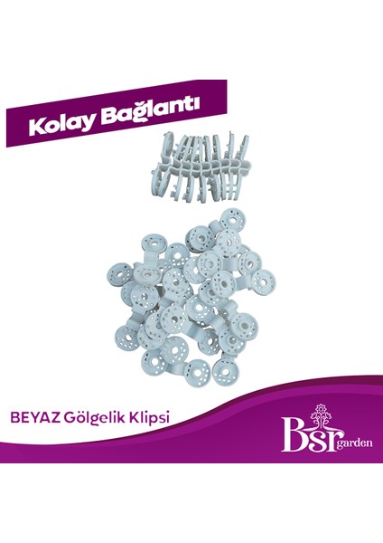 Gölgelik Klipsi 50 Adet Beyaz Uv Katkılı Bsr Garden