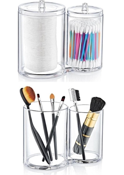 Beyaz Ikiz Makyaj Pamukluk Düzenleyici Organizer, Şık ve Kullanışlı Depolama Çözümü