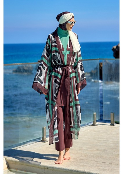 Kahverengi Kimono – Konforlu, Şık Tesettür Plaj Pareosu P2510 fiyatları