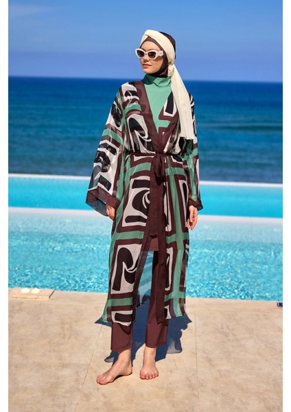 Kahverengi Kimono – Konforlu, Şık Tesettür Plaj Pareosu P2510 fırsatları