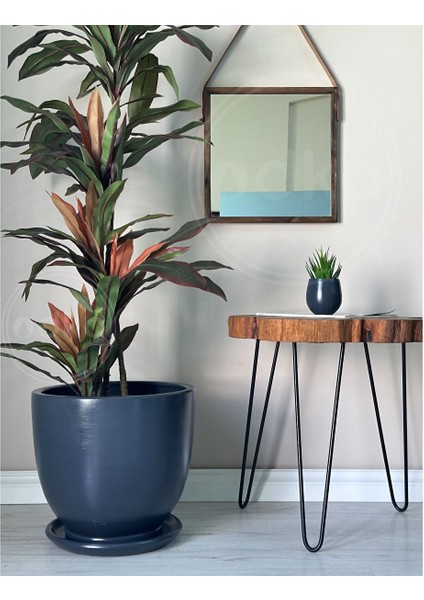 Klasik Saksı Tabaklı 30 cm x 32 cm Antrasit