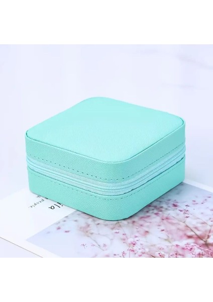 Mini Taşınabilir Takı Organizeri, Seyahat Için 2 Bölmeli, Açık Mavi 10CM modelleri