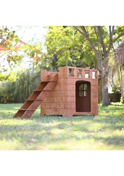 Ahşap Dublex Köpek Kulübesi (Teraslı)