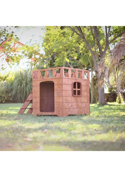 Ahşap Dublex Köpek Kulübesi (Teraslı)
