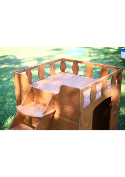 Ahşap Dublex Köpek Kulübesi (Teraslı)