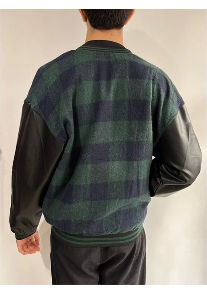 Erkek Pötikare Desen Nakışlı Kolej Ceket - Haki fiyatları