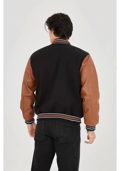 Erkek Içten Elyaf ve Astarlı Kolları Suni Deri Ceket - Kahverengi fırsatları