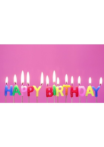 Rengarenk Happy Birthday Yazılabilen Doğum Günü Mumu