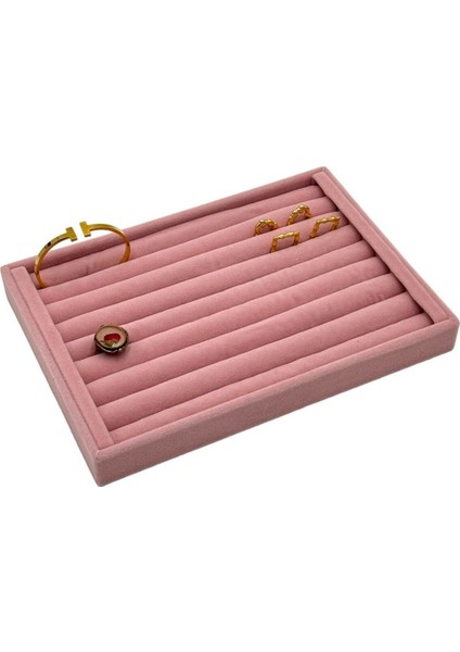 Küçük Ahşap Yüzük ve Kelepçe Standı, Şık Pembe Renk Seçeneğiyle.