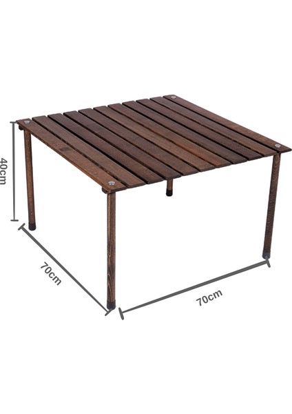 Ahşap Katlanır Kamp ve Piknik Masası Antrasit 70X70X40CM fiyatları