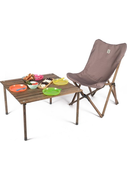 Ahşap Katlanır Kamp ve Piknik Masası Antrasit 70X70X40CM fırsatları