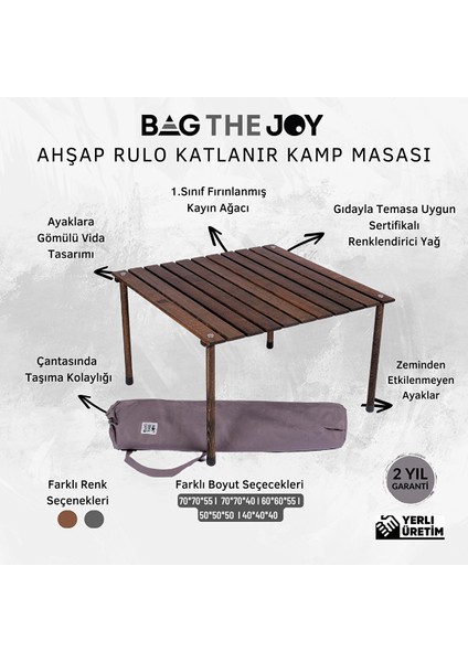 Ahşap Katlanır Kamp ve Piknik Masası Antrasit 70X70X40CM indirimleri