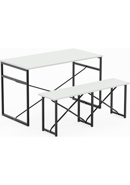 Masa Takımı Bench Bank Masa Seti 120X60 Mutfak ve Yemek Masası Beyaz 1560 indirimleri