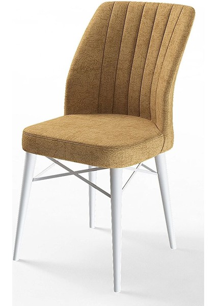 Eva Serisi, 80X132 Açılabilir Mdf Beyaz Masa,mutfak Masası ve 6 Sandalye Cappucino indirimleri