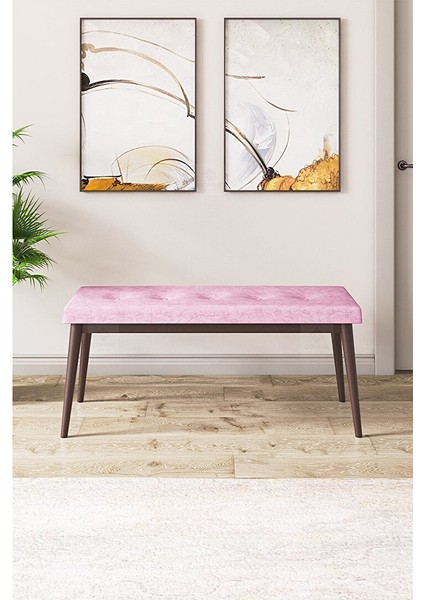 Via Serisi Barok Ahşap Desen 80X132 Yemek Odası Takımı 4 Sandalye,1 Pera Bench Pembe indirimleri