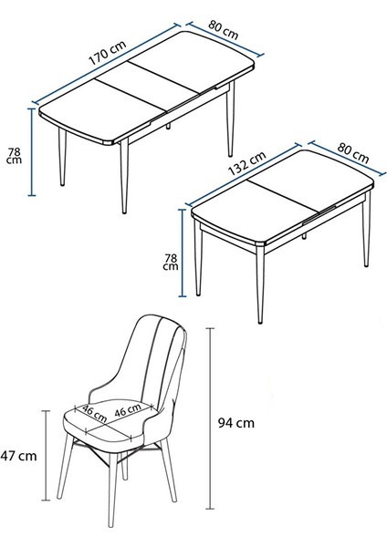 Are Serisi,beyaz Masa Ceviz Ayak Mdf 80X132 Açılabilir Yemek Odası Takımı,4 Sandalye Gold Halkalı Kahverengi indirimleri
