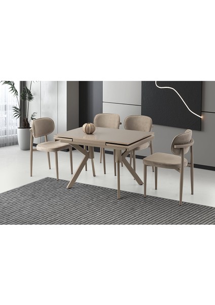 Kri̇stal Hg Masa, Perla Sandalye, Cappi̇ci̇no, 110X70