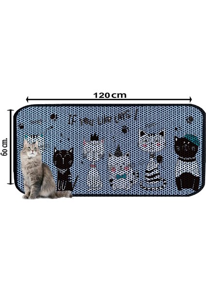 Desenli Kedi Kumu Paspası 60 x 120 cm
