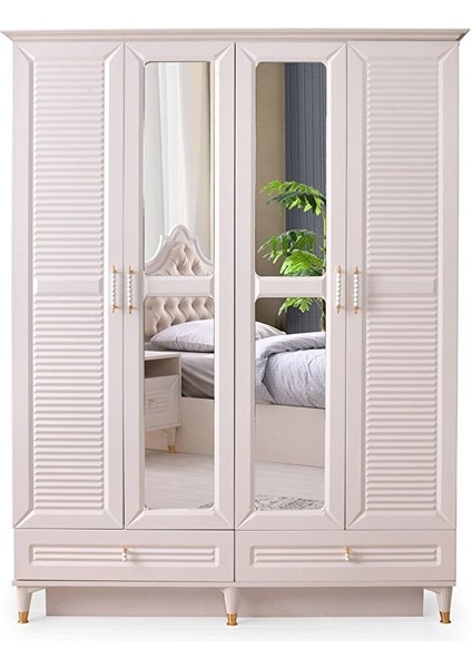Kuğu Gardırop - Mdf - Aytaşı - 160X60X220CM - 4 Kapaklı