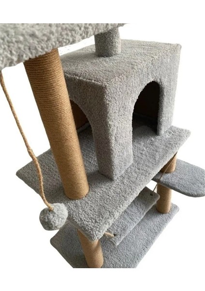 Pet Y01 Salıncaklı Yuvalı Lüx Kedi Tırmalama Oyun Evi Gri fiyatları