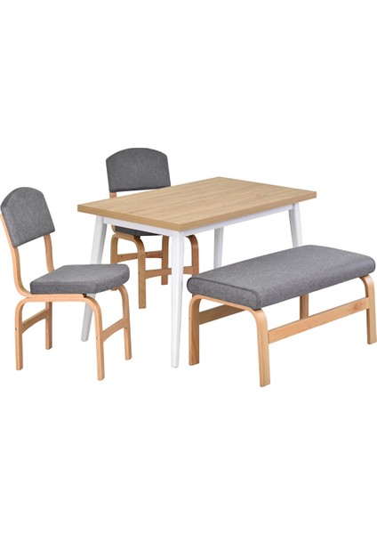 Vilinze Ege Sandalye ve Bank Avanos Ahşap Mdf Mutfak Masası Takımı - 70X120 cm