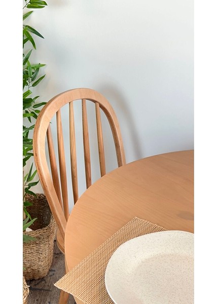 Oslo Ahsap Natural Masa Sandalye Takımı 100X100 modelleri