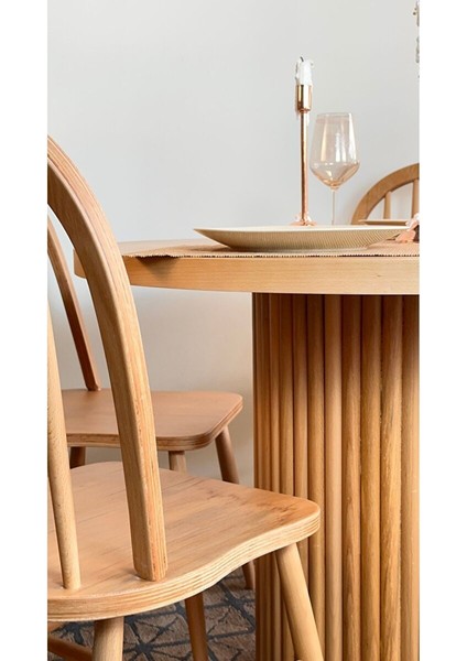 Oslo Ahsap Natural Masa Sandalye Takımı 100X100 fırsatları