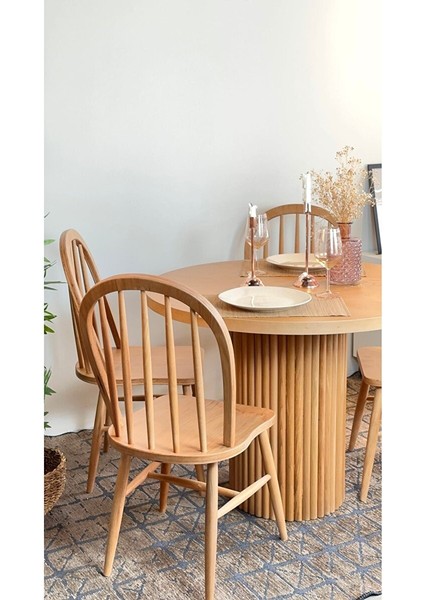 Oslo Ahsap Natural Masa Sandalye Takımı 100X100 indirimleri