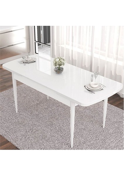 Are Serisi, 80X132 Mdf Açılabilir Beyaz Masa Takımı, 6 Sandalye Gold Halkalı Mürdüm fırsatları