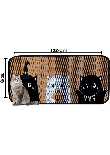 Desenli Kedi Kumu Paspası 60 x 120 cm