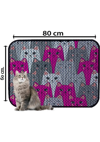 Desenli Kedi Kumu Paspası 60 x 80 cm