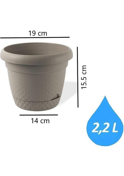 KRS-342 Dekoratif Inci Bitki Çiçek Saksı Takımı 2.2 Litre No 2 Kahverengi