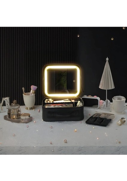 LED Işıklı Taşınabilir Makyaj Aynası, Su Geçirmez, Ayarlanabilir Bölmeli, 2000MAH Batarya fiyatları