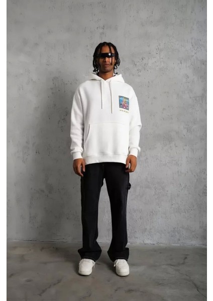 Erkek Patel Six Baskılı Kapüşonlu Sweat - Beyaz modelleri