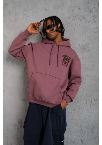 Erkek School Boy Baskılı Kapüşonlu Sweat - Gül Kurusu fiyatları