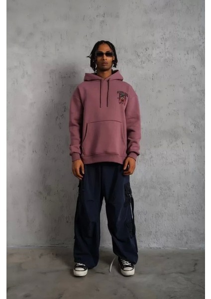 Erkek School Boy Baskılı Kapüşonlu Sweat - Gül Kurusu fırsatları