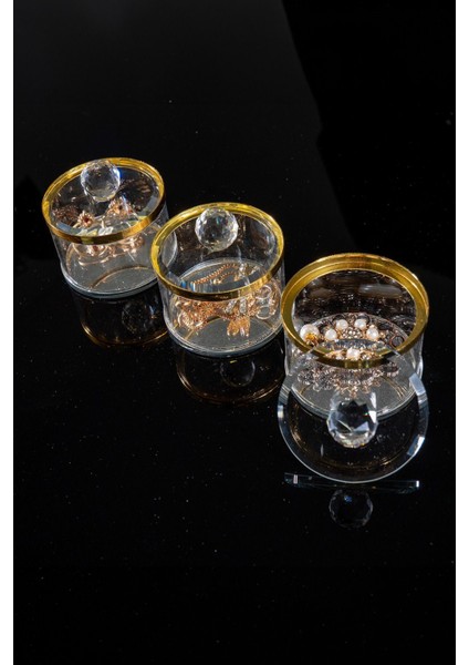 El Yapımı Lüks Cam Takı ve Yüzük Kutusu, Şık Dekoratif Tasarım, 1 Adet