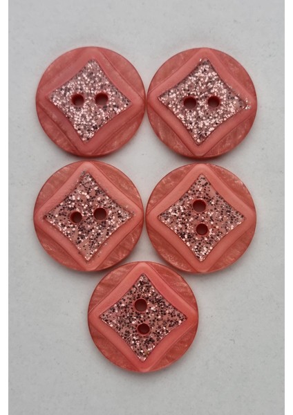 Büyük Boy Akrilik Simli Yuvarlak Somon Çeket Hırka Yelek Düğmesi 5 Adet