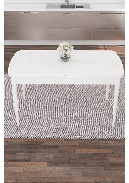 Taç Serisi, Beyaz Mutfak Masa Takımı 80X132 Açılabilir, 4 Sandalye Gold Halkalı 1 Bench Kahverengi fiyatları