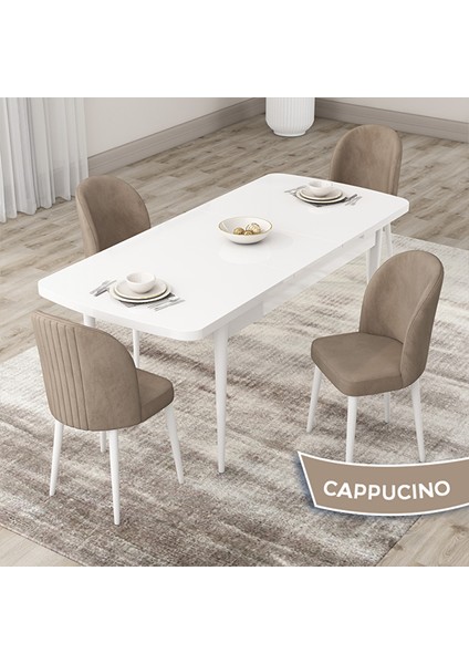 Roe Serisi 80X132 Açılabilir Beyaz Mutfak Masası Takımı ve 4 Cappucino Sandalye Cappucino fiyatları