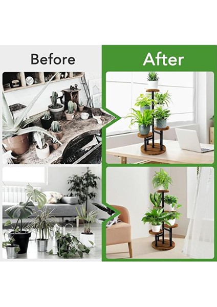 Çiçeklik 5 Raflı Saksılık Dekoratif 5 Raflı Çiçeklik Metal Doğal Ahşap Saksılık Çiçek Rafı Daire Model modelleri