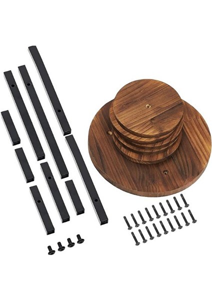 Çiçeklik 5 Raflı Saksılık Dekoratif 5 Raflı Çiçeklik Metal Doğal Ahşap Saksılık Çiçek Rafı Daire Model