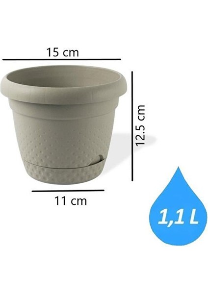 KRS-341 Dekoratif Inci Bitki Çiçek Saksı Takımı 1.1 Litre No 1 Bej