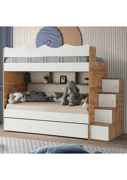 Çeti̇n Ranza Bulut Yavrulu Ranza Beyaz & Ahşap Çelik Destekli %100 Mdf Beyaz-Ahşap