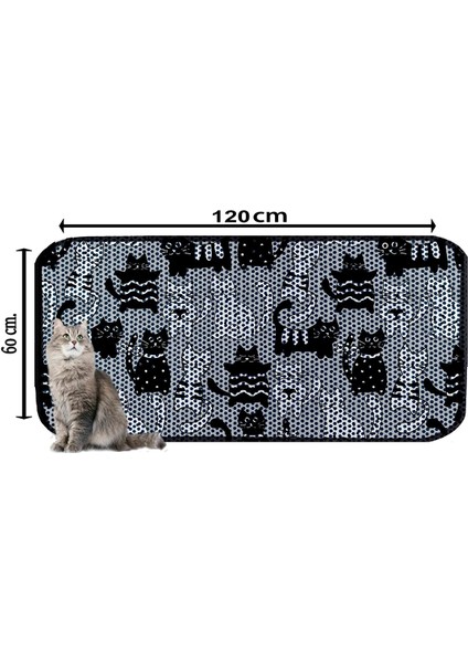 Desenli Kedi Kumu Paspası 60 x 120 cm