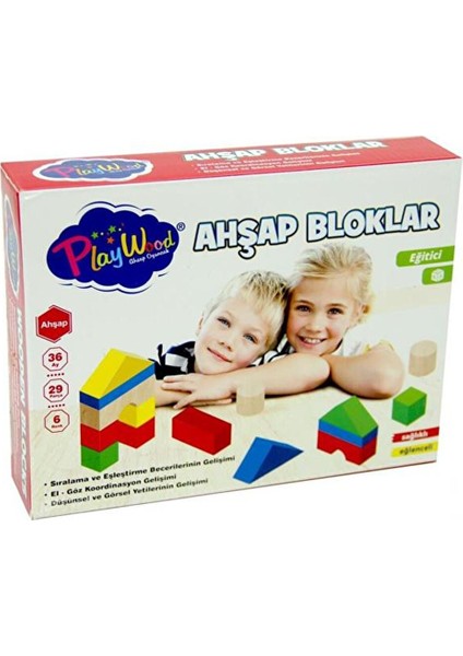 Play Wood Ahşap Eğitici Bloklar Doğal Oyuncak ONY-356