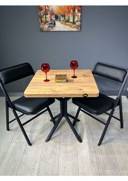 Roma Atlantik Çam Mutfak Yemek Masası Balkon Masası Kavisli Köşe Metal Siyah Ayak 80 cm Atlantik Çam modelleri