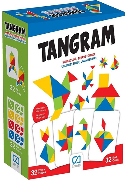 Tangram 32 Parça 5+Yaş Çocuklar Için Sınırsız Şekil Sınırsız Eğlenceli Eğitici Zeka Oyunu