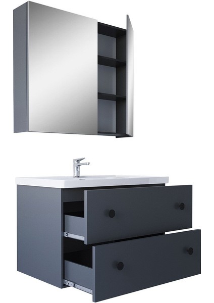 Home Tiflis 65 cm Mdf Banyo Dolabı Seti Antrasit