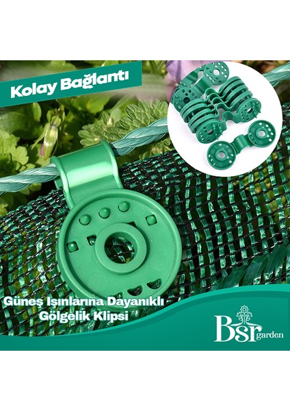250 Adet Yeşil Gölgelik Klipsi Uv Katkılı ( Güneşe Dayanıklı ) Bsr Garden